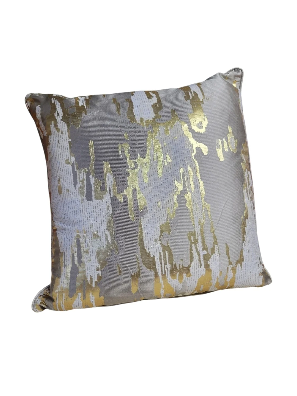 Callisto Home Brocade Gold Gray Foil Metallic 24x24 Square Decorative Pillow